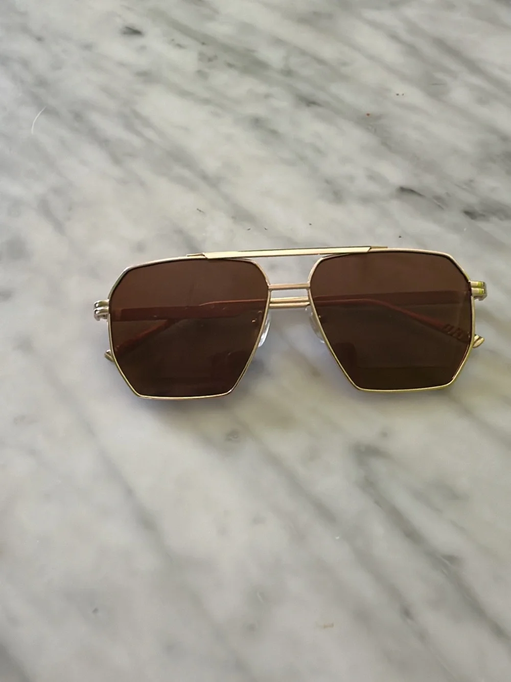 Gold Frame Women's Sunglasses with Brown Lenses